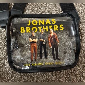 Jonas Brothers Five Albums Every Night Clear Black Crossbody Bag